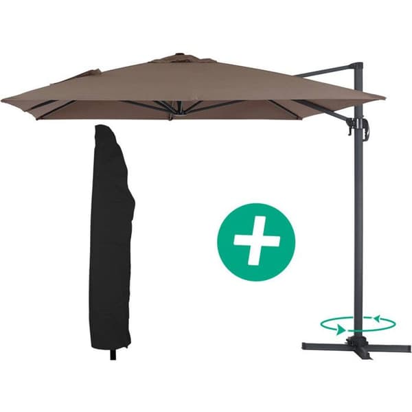 Parasol trädgård av aluminium "Sun 4" - Rektangulär - 3 x 4 m + Skyddsfodral - Taupe