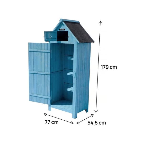 Puutarhakaappi "Cabanon" - 77 x 54.5 x 179 cm - Taivaansininen