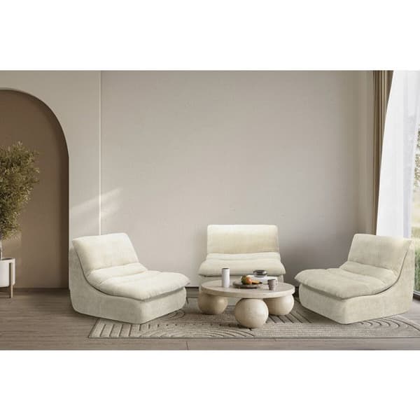 Texturerad tygfåtölj "Candela" - 81 x 96 x 75 cm - Beige