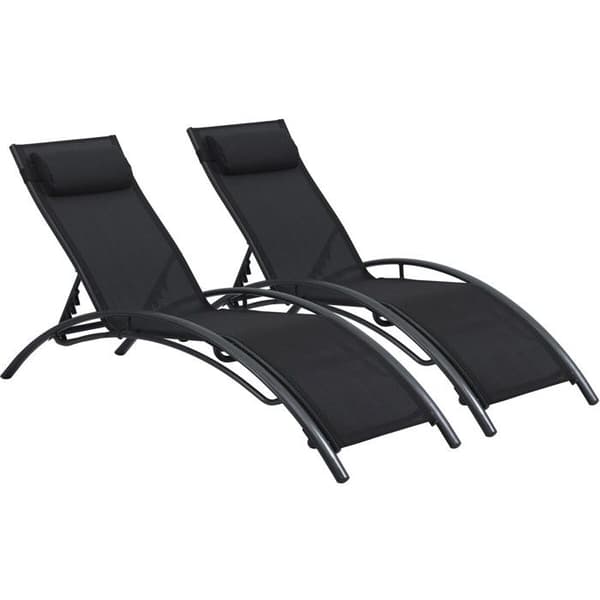 Set med 2 solstolar i aluminium Beauty "Phoenix" - Svart
