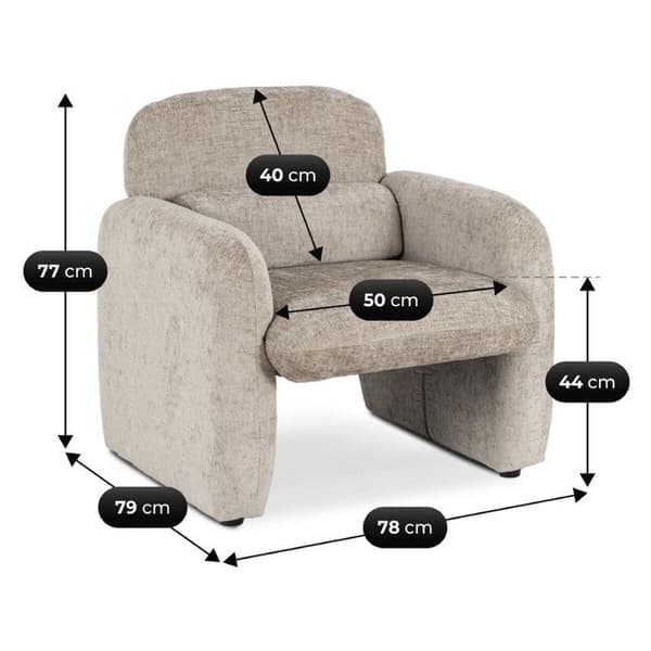Kankainen lounge-tuoli "Cozmo" - 78 x 79 x 77 cm - Beige