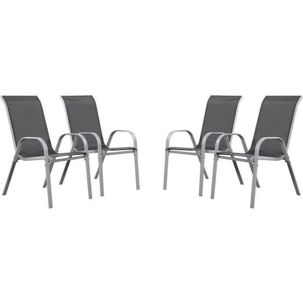 Stapelbara trädgårdsfåtöljer - Stål/Textilene - Grå - Set om 4 - 53,5x75x92 cm