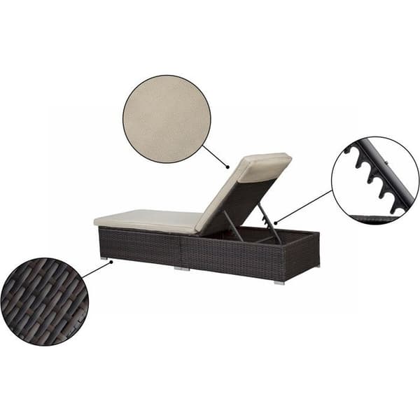 Set med 2 solstolar i flätad resin med kuddar och soffbord "Alice" - Ecru