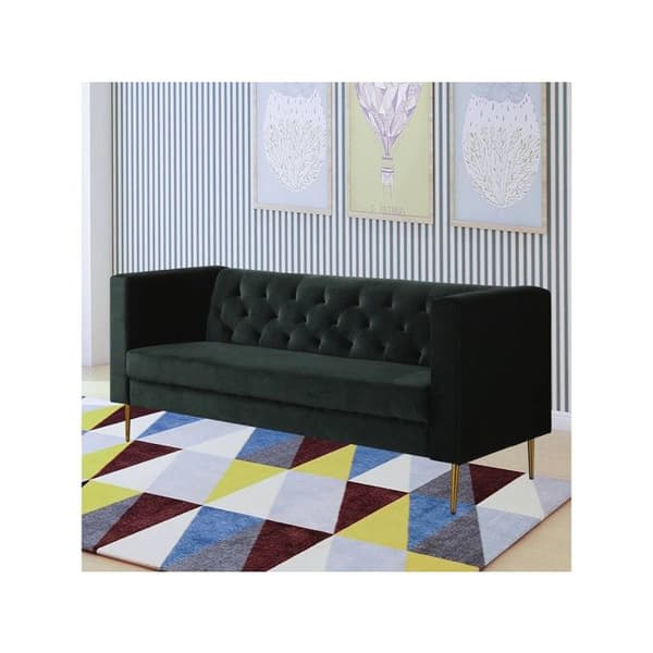"Bruce" fast sammetssoffa - 196 x 76 x 82 cm - 3-sits - Mörkgrön