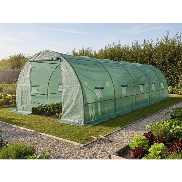 Trädgårdsväxthus 8 x 3 m "Lys" - 24 m² - 140g - Grön