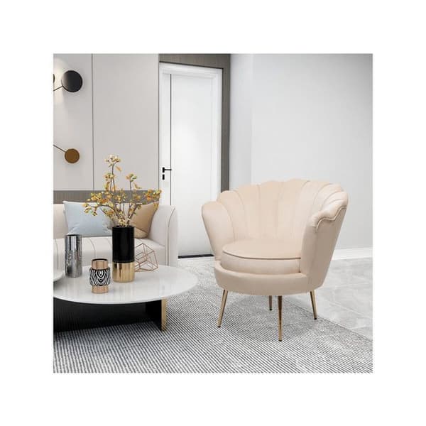 Sammetfåtölj "Floria" - 70 x 73 x 76 cm - Beige
