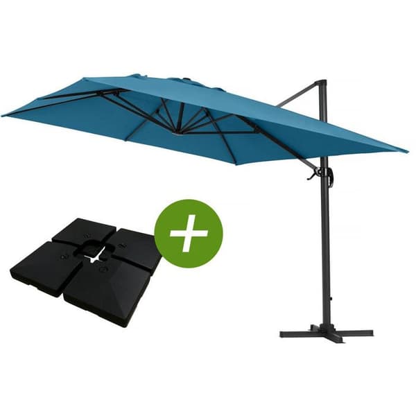 Parasol trädgård av aluminium "Sun 4" - Rektangulär - 3 x 4 m - Blå - Vikter ingår