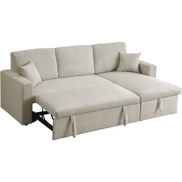 Vinkelssoffa i sammet "Alain" - 3 platser - Beige
