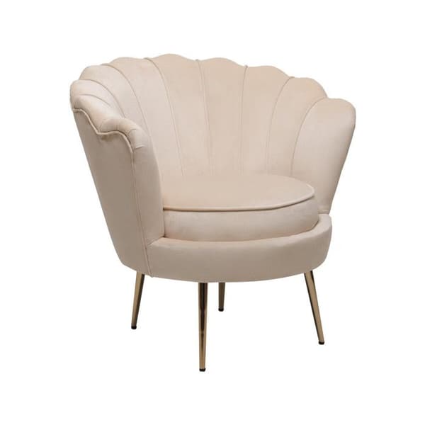 Sammetfåtölj "Floria" - 70 x 73 x 76 cm - Beige