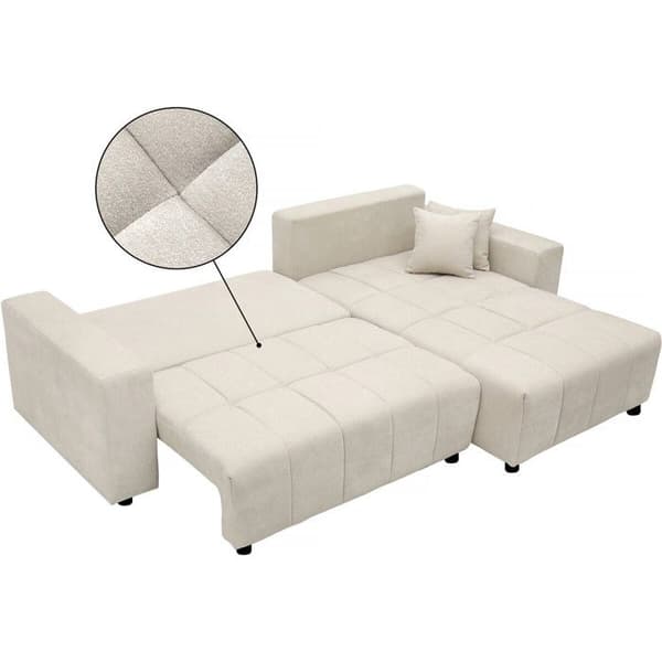Vändbar hörnsoffa stil bubbeltyg chenille "George" 4 platser - Beige