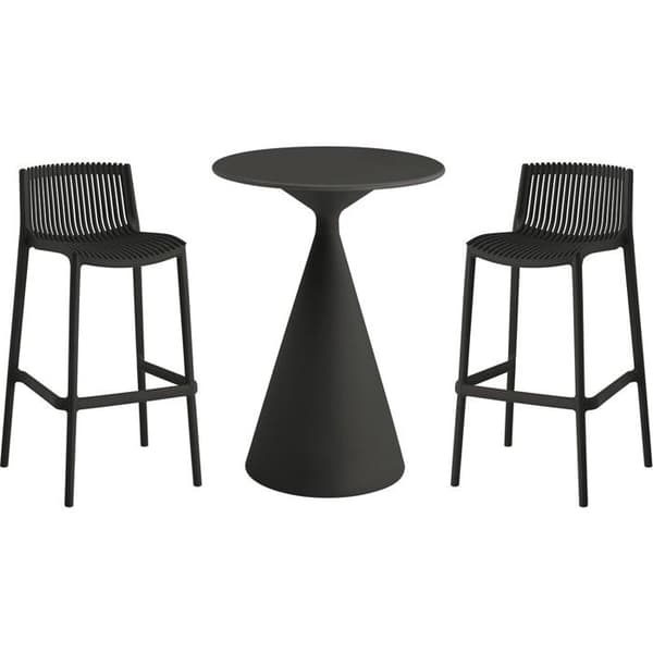 Bistroträdgårdsbord och stapelbara högstolar "Néora" - 2 platser - Svart