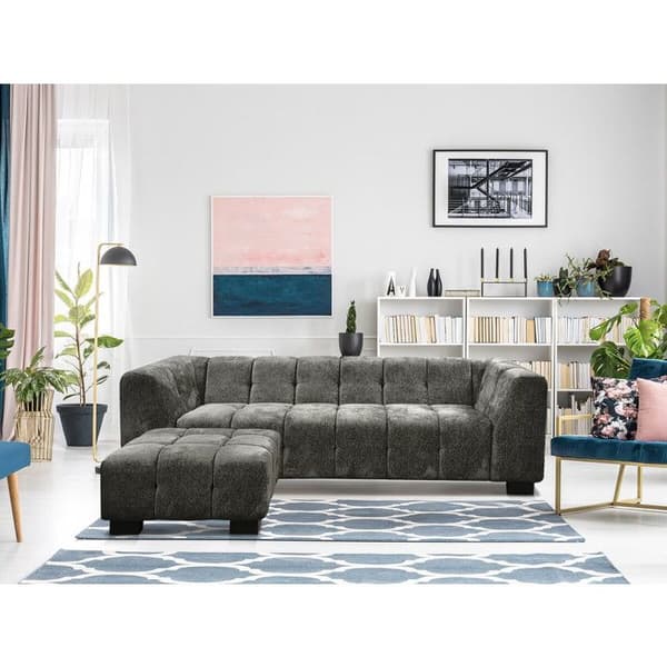 3-sits rak soffa i sammet - Grå - Chenilletyg - 231x90x68 cm