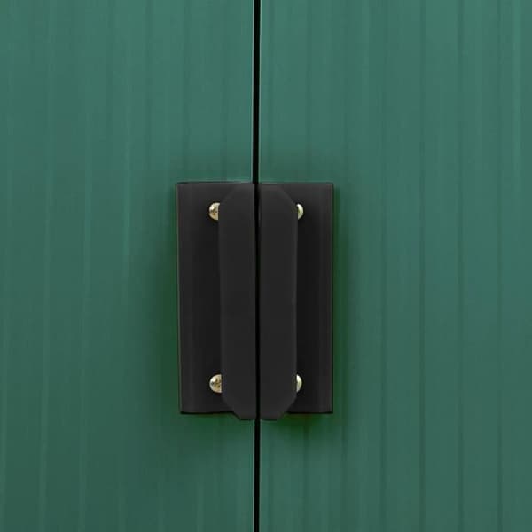 Trädgårdsbod i metall Rosas - Grön/vit - 4,07 m² - 181x203 cm