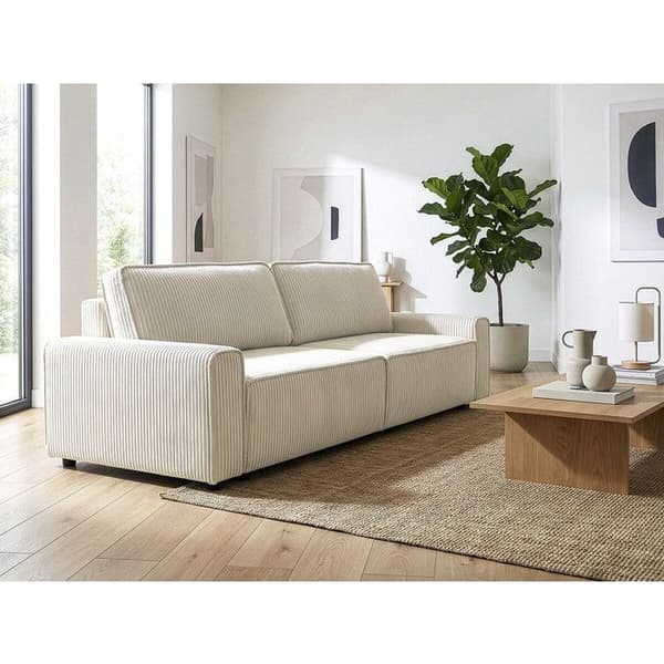 Soffa i ribbstickad sammet "Montaigne" - 3 platser - Beige