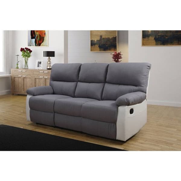 Relaxsoffa "Lincoln" - 197 x 89 x 103 cm - 3 platser - Vit / Ljusgrå