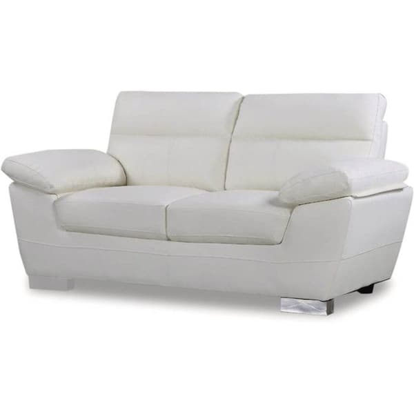 Fast soffa i återställt läder - 2 sittplatser - Vit - 169x88x90 cm