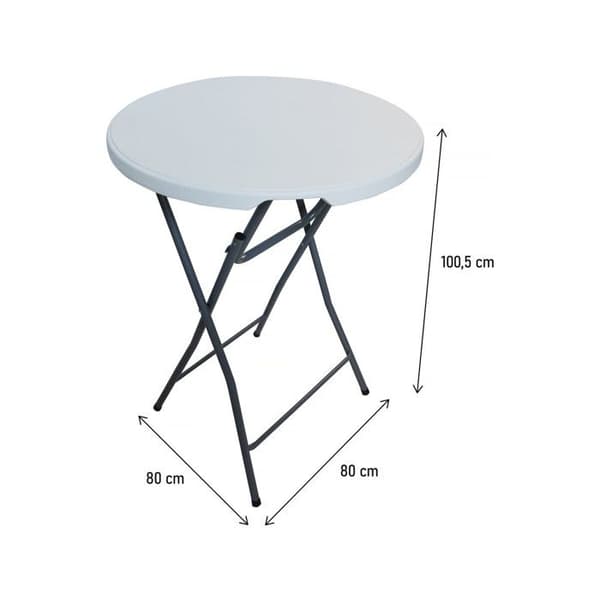 Fällbord i plast Ø 80 cm "Lili" - vit