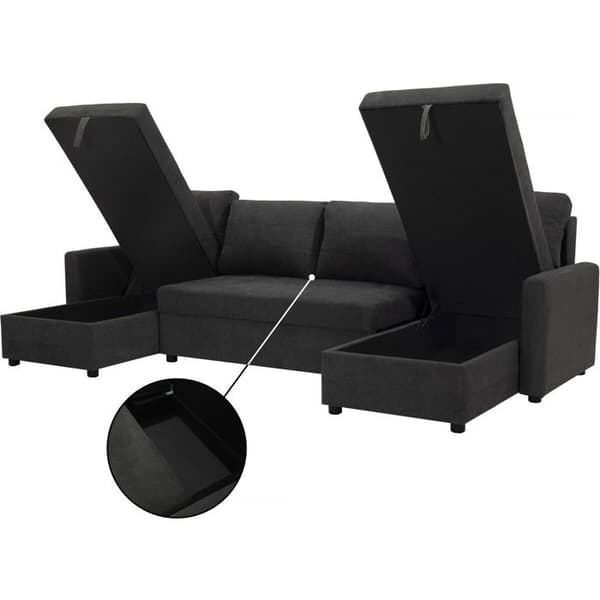 Panoramabäddsoffa med förvaringsutrymmen "Antoine" - 5 platser - Mörkgrå