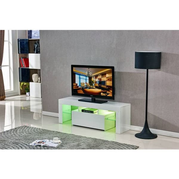 "Borda" LED TV-skåp - 130 x 34 x 45 cm - Lackad vit