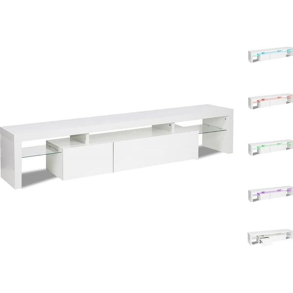 TV-möbel LED lackerad "Tina" - 187.5 x 34 x 38 cm - Vit