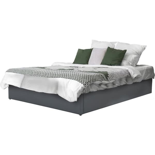 Dubbel säng i PVC med låda "Ava" - 140 x 190 cm - Grå