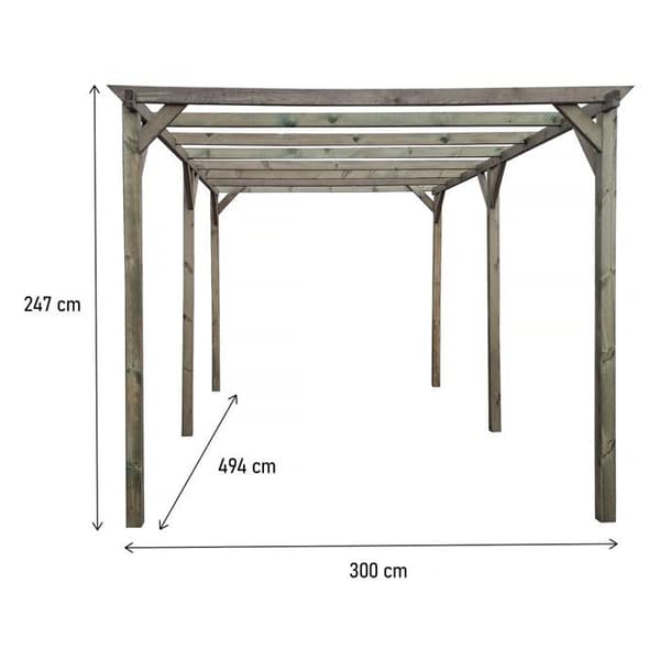 Carport för bil i trä "Sunny" 3 x 5 m