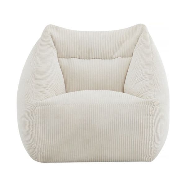Puff i ribbat sammet "Medellin" - Beige - 85 x 85 x 72 cm