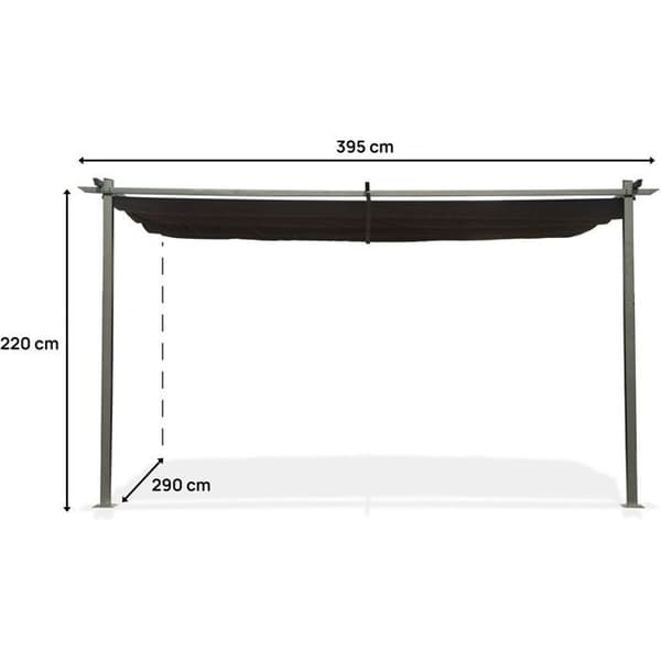 Metallpergola med infällbart tak - 3 x 4 m - Antracitgrå