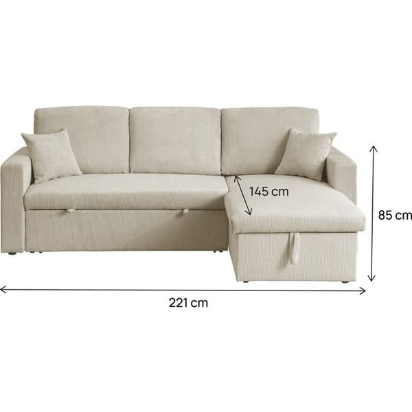 Vinkelssoffa i sammet "Alain" - 3 platser - Beige