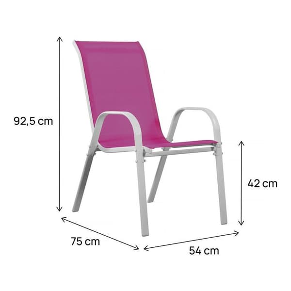 Designträdgårdsstolar - Stål/Textilén - Rosa - Set om 2 - 53,5x75x92 cm