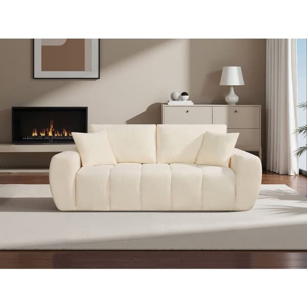 Rät soffa i tyg stil bubble "Léonie" - 3 platser - Beige