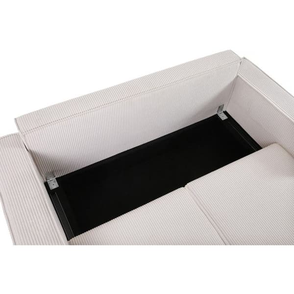 Rätt soffbed i ribbad sammet "Montaigne S" - 2 platser - Beige