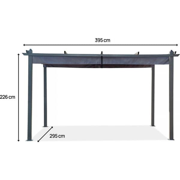 Aluminiumpergola med infällbart tak - 3 x 4 m - Antracitgrå