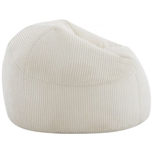 Puff i ribbad sammet "Cusco" - 80 x 74 x 49 cm - Beige