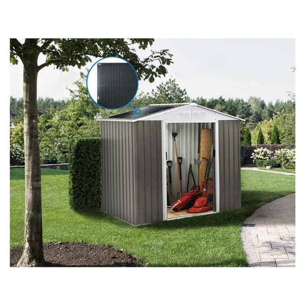 Metallskydd "Dallas" - 5,29 m² med solpaneler - Taupe