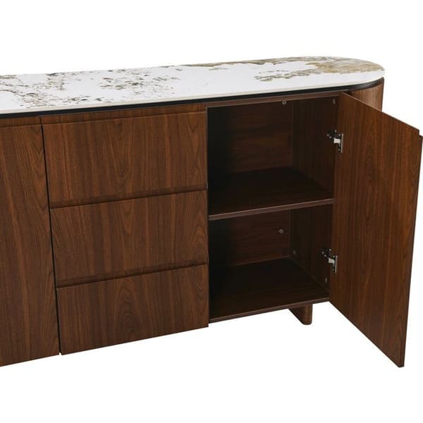 Træbuffet med keramisk plade "Stonea" - 180 x 40 x 85 cm - Brun
