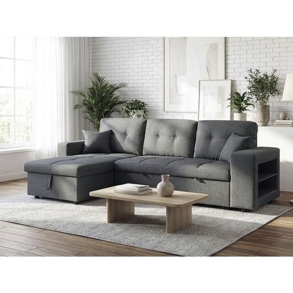 Vinkelsoffa konvertibel/reversibel tyg stil bubble "Axel" - 3 platser - Grå