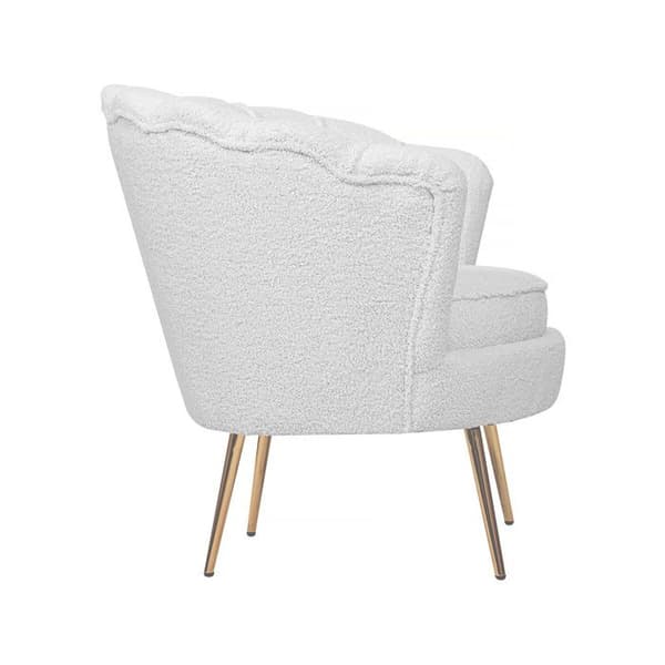 Fåtölj bouclette "Floria" - 75 x 68 x 77,5 cm - Vit