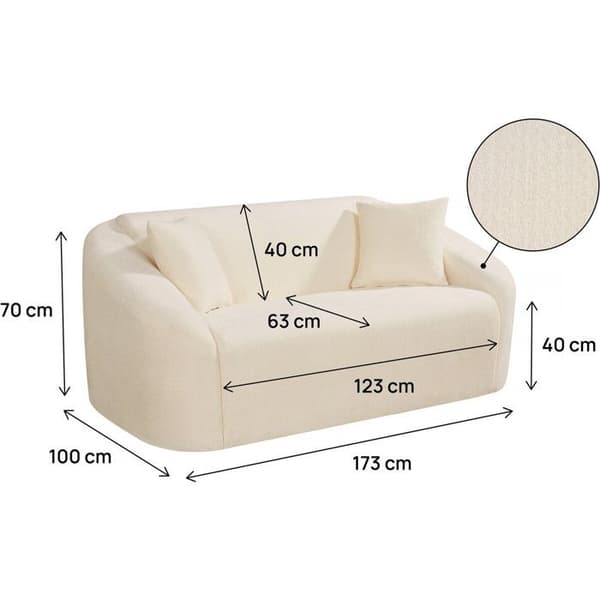 Fast rak soffa i tyg "Ondine" - 2 platser - Beige