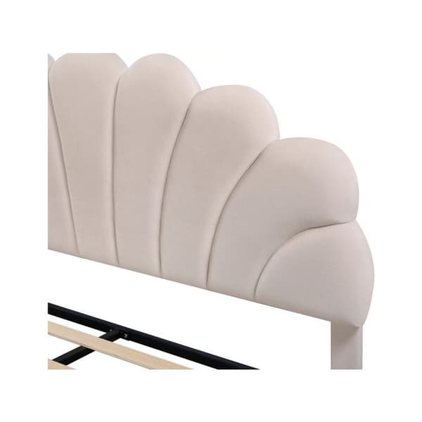 Dobbeltseng HABITAT ET JARDIN Manon i beige velour 160 x 200 cm