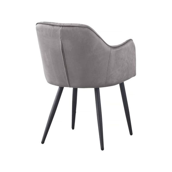 Set om 2 sammetstolar med armstöd - Grå - Metall - 56x57x80 cm