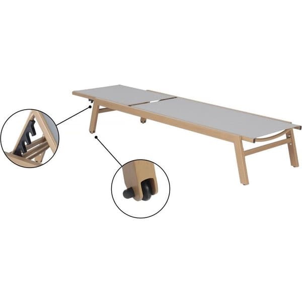 Solsäng i aluminium med träimitation "Elysia" - Ljusgrå