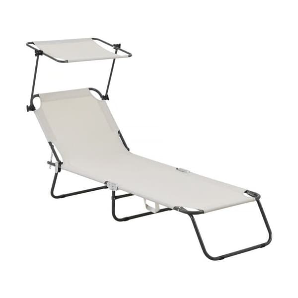 Fällbar solstol "Lazy" - Med solskydd - Beige