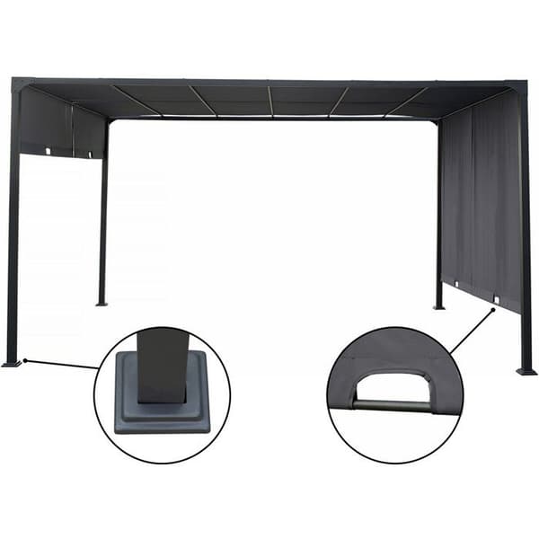 Pergola med skjutbart metalltak "Courtenay" - 3 x 4 m - Grå