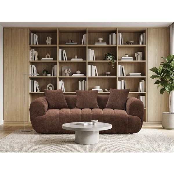 Rätt soffan i bubble-stil i texturerat tyg "La Fayette" - 3 platser - Brun