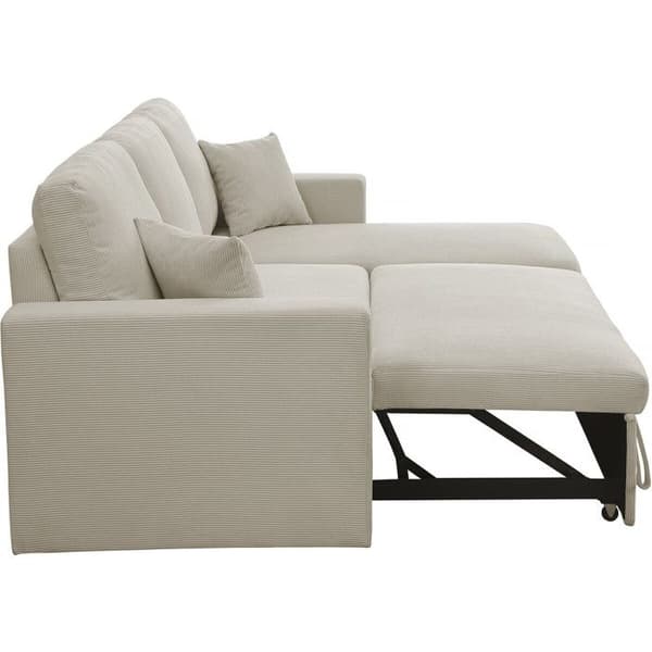 Vinkelssoffa i sammet "Alain" - 3 platser - Beige