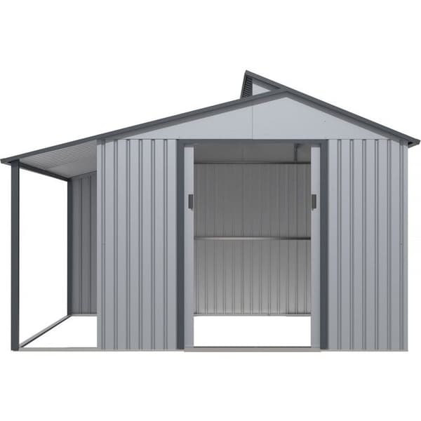 Metallbod med pergola "Madras" - 9,12 m² - 257 x 355 x 237 cm - Grå