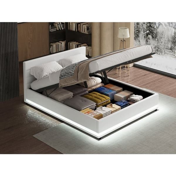 LED-säng med låda "Anastasia" - 160 x 200 cm - Vit