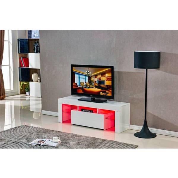 "Borda" LED TV-skåp - 130 x 34 x 45 cm - Lackad vit