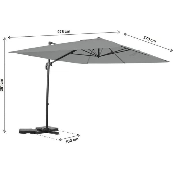 Aluminium parasoll för trädgård "Sky 4" - 3 x 4 m - Grå